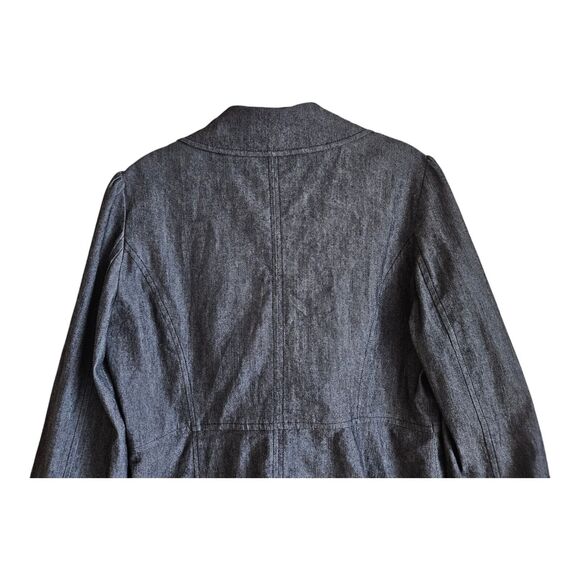SANDRO Women Petite M PM Blazer Jacket Double Breasted Buttons Charcoal Denim 38 - Picture 6 of 7